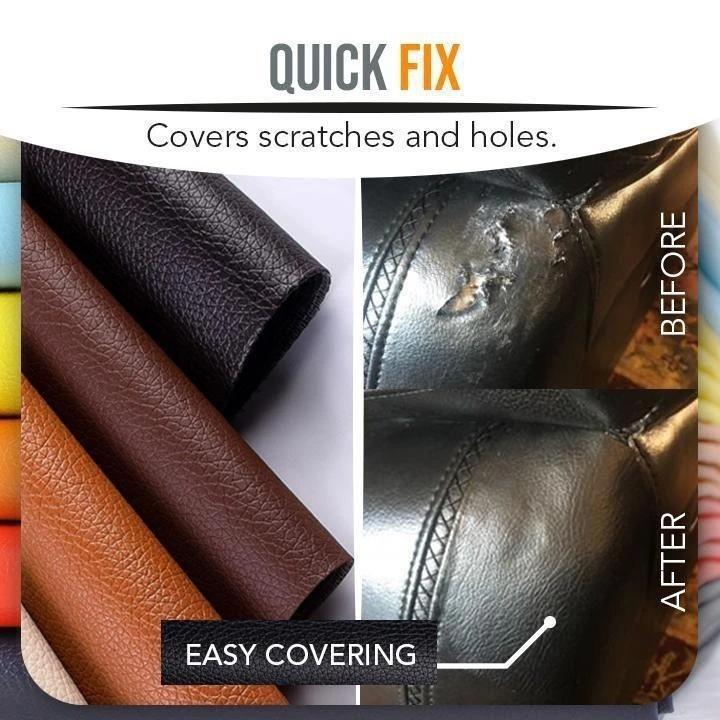 Stiker Kulit Sofa 20x120CM- Sticker Leather Repair perbaiki jok robek - Dark Brown - Beige 4