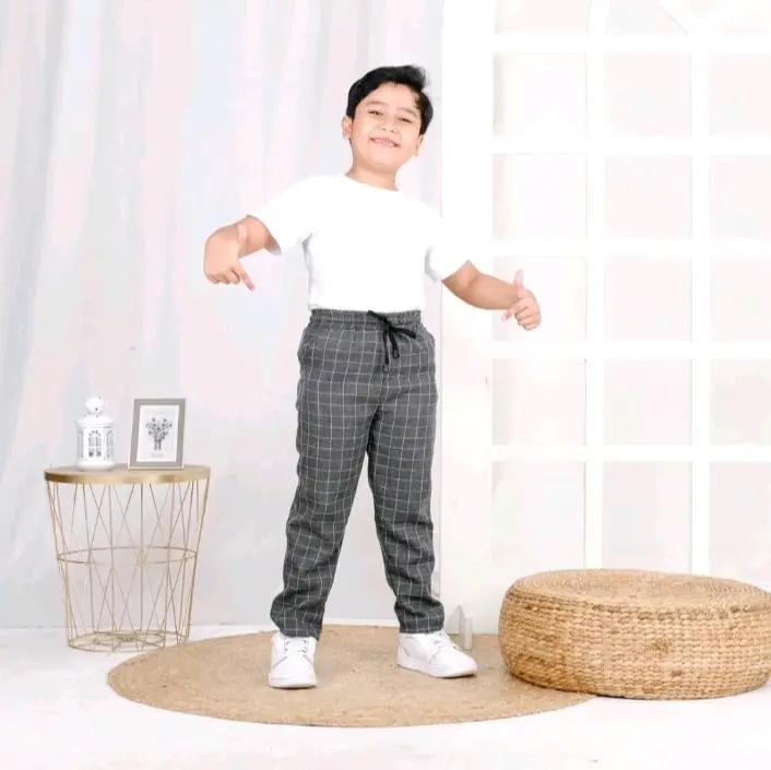 celana panjang tartan anak 1-13 tahun unisex garis kotak kotak 7