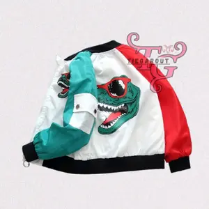 Jaket Anak Kombinasi Bergambar Dinosaurus Taslan Waterproof Premium Pabric - Fashion