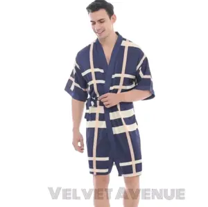 Velvet Avenue - Kimono Pria MARX Baju Tidur Kimono Outer Sleepwear Renang Hantaran Nikah Cowok Men Kimono Silk Satin