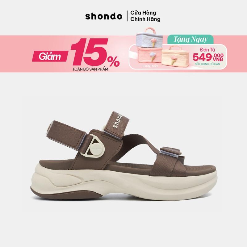 Giày Sandal Nam Nữ F8B Quai Hậu Xoay Shondo Màu Nâu Đậm F8B0199