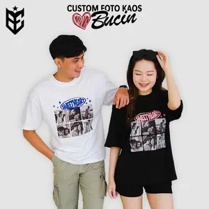 BE INC - Kaos Custom Bucin Sweetheart + Custom 6 Foto T-shirt (Pria & Wanita) - Cotton Combed 24s - Sablon| Kaos Cotton Combed 24s Custom Sablon | T-shirt Sablon