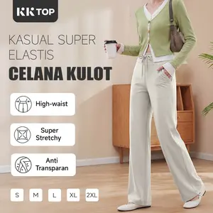 【KKTOP CloudSoft Series】Celana High Waist Wanita CloudSoft Premium - Loose Pants Olahraga Padel & Casual, Bahan Jatuh, Adem, Anti Brudul & Slimming (X006)
