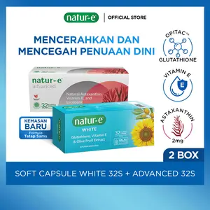 Natur-E Paket Soft Capsule - White 32s & Advanced 32s - Suplemen Kecantikan Dengan Vitamin E, Glutathione dan Astaxanthin - Membantu Menjaga Kesehatan Kulit dari Dalam