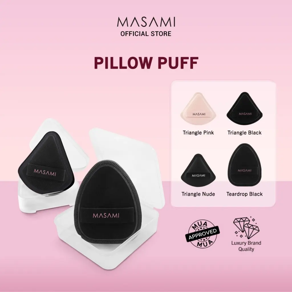 Masami Pillow Triangle Puff / Puff Foundation / Teardrop Pillow Puff / Puff Cushion / Puff Concealer / Spons Make Up Segitiga Tebal