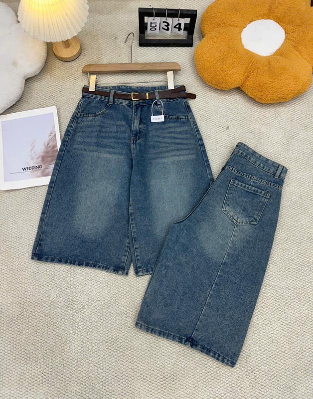 Quần lửng viền sau chiều dài qua gối quần jean nữ quần bò lửng nữ