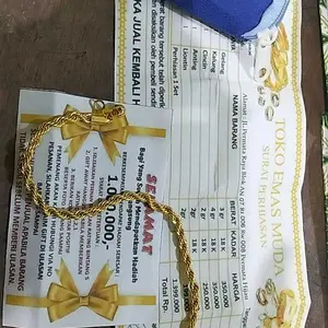 Set Perhiasan Wanita Premium Gelang Tambang Elagan Berlapis Emas Muda Mewah Elegan Terlaris