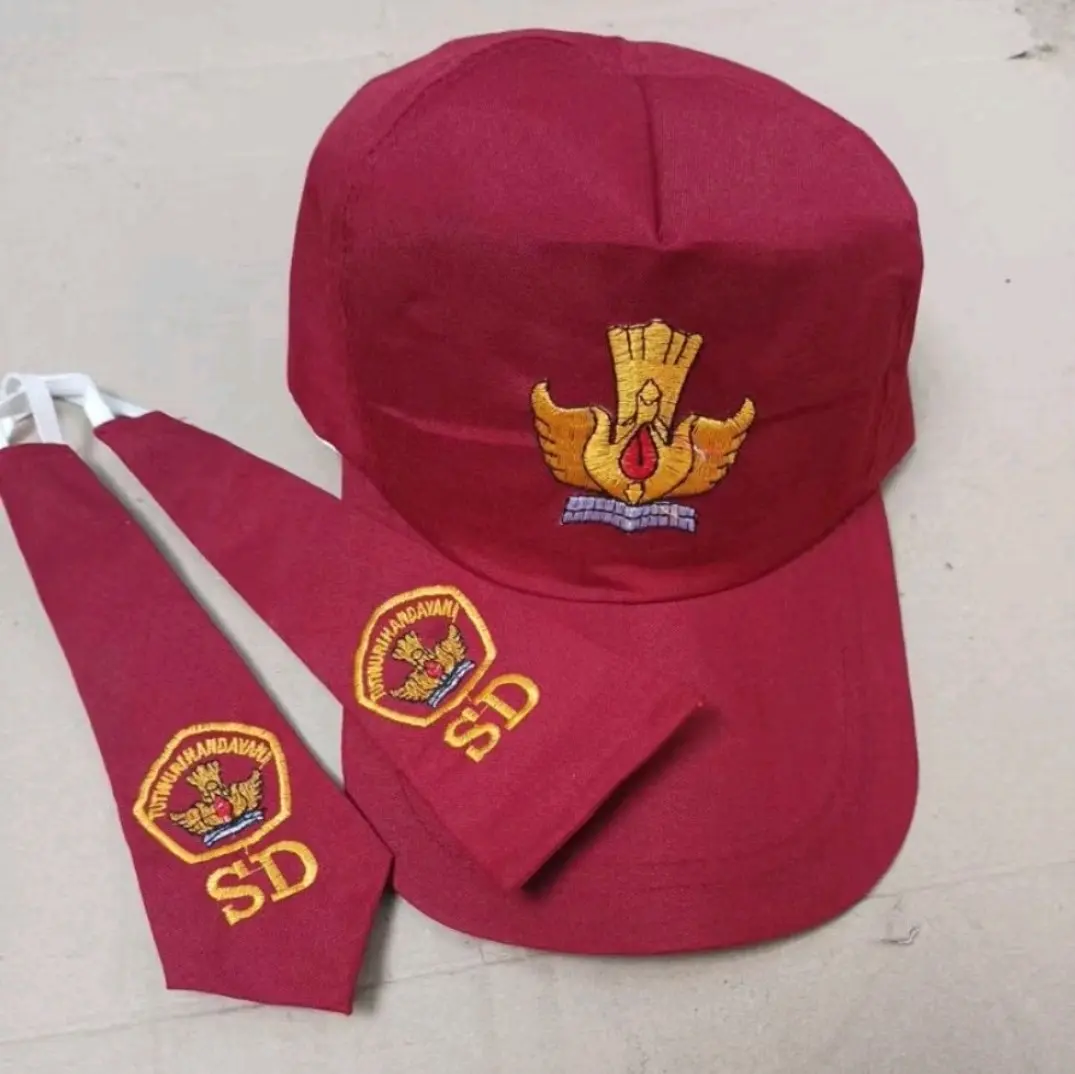 topi sd dan dasi sd merah polos putra putri