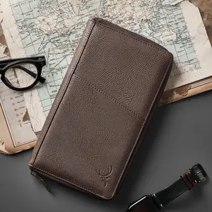 Skandif Shadow Brown Leather Passport Wallet Dompet Kulit Travel Cover Holder Case