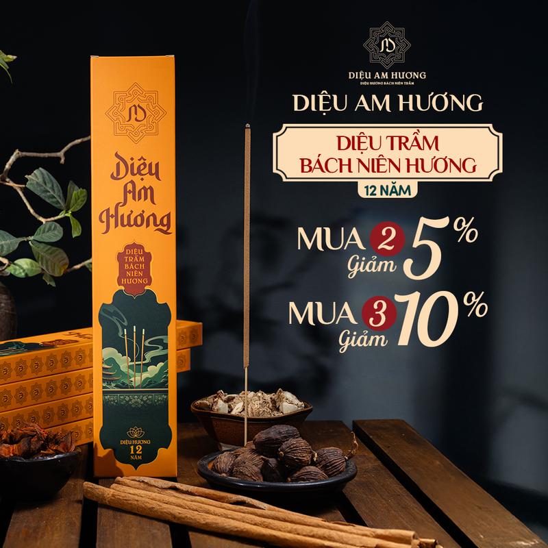 Diệu Am Trầm - Nhang Trầm Hương Sạch Không Cuốn Tàn - trầm 12 năm nhang