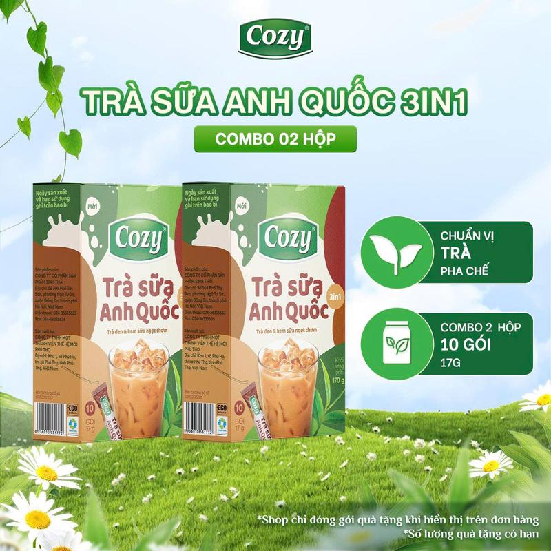   KOL  Trà Sữa Anh Quốc- Matcha - Sầu Riêng Hòa Tan 3in1 Cozy Tea - Tiện Lợi  10 gói x 17gr  Chuẩn Vị Trà Sữa Tiện Lợi 