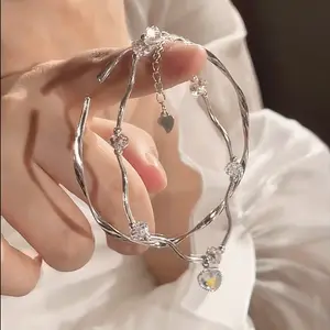 【zhamus】Gelang Mutiara Opal Bentuk Ekor Ikan Warna Silver Untuk Hadiah Z