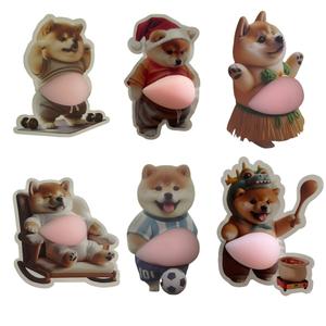 6枚セット 3d おなかパンの犬ステッカー、子供部屋の飾りにぴったりのかわいい動物デカール、楽しいウォールアート用品
