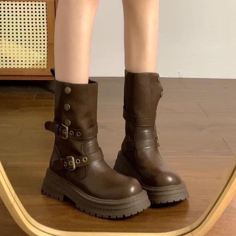   BST-Thu Đông Bốt nữ chiến binh phối khuy phong cách trẻ trung đi 2 kiểu đế nhẹ 5cm KELLY 