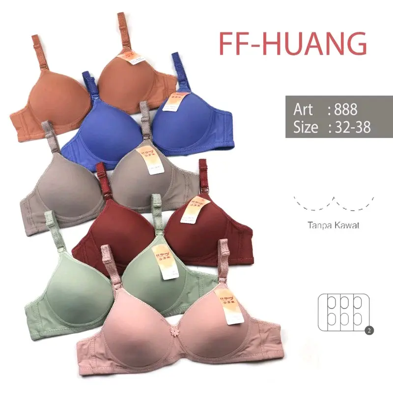 paket(5pcs) bra remaja huang polos// bra remaja/wanita lembut dan nyaman Bh Busa cup A 1