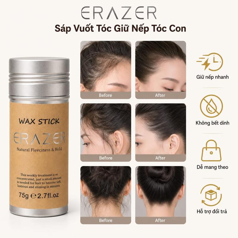 Erazer Sáp Vuốt Tóc Wax Stick 75g - Giữ Nếp Tóc Con Gọn Gàng Tự Nhiên Không Bết Dính Dành Cho Nam & Nữ - Dạng Stick Tiện Lợi