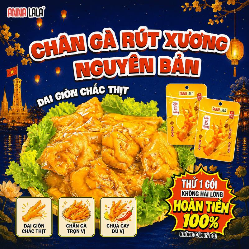 Combo chân gà cay, không cay hương vị Việt, CHUA CAY thơm ngon Annalala chân gà…
