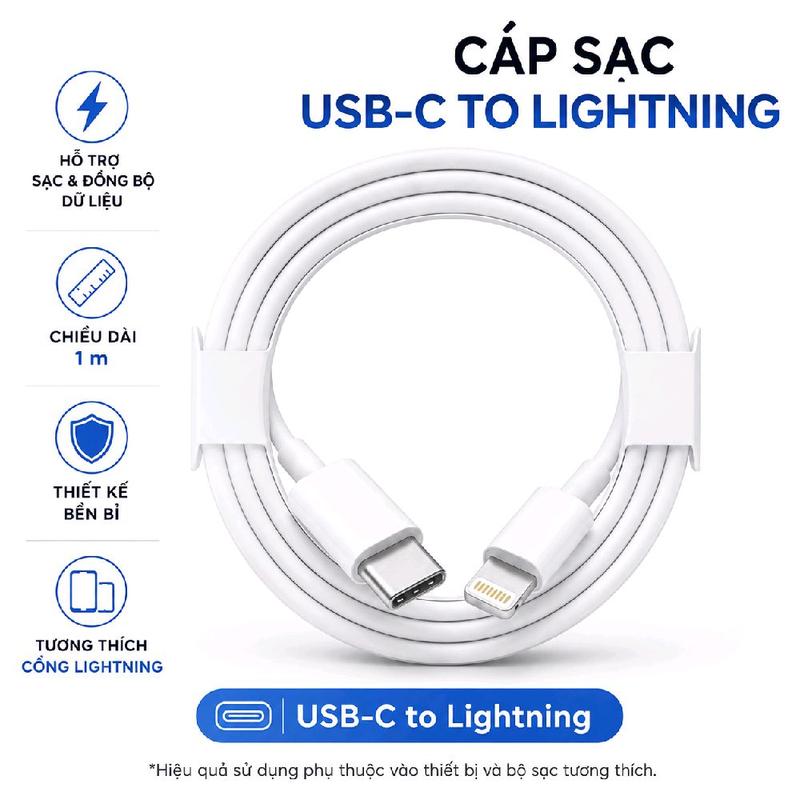 Dây Cáp Sạc Nhanh Type-C To Lightning 20W Sạc Tốc Độ Cho Điện Thoại Dòng 8 Đến 14 Series iphone Bộ