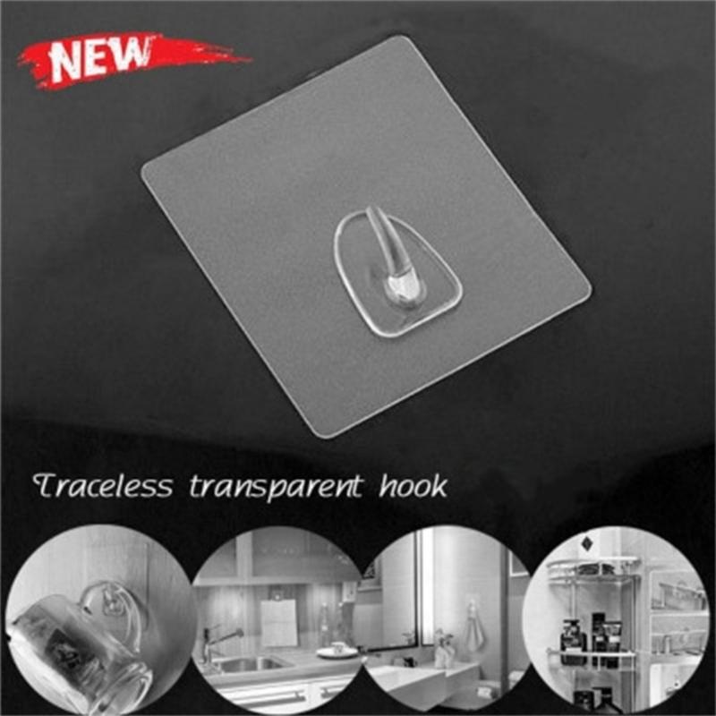 Product Introduction of 1/4pcs Wall hook Adhesive Wall Plug Hook Wall Hanging Hook Heavy Duty Sticky Wall Hanger Magic Hooks Waterproof Sticky Hook For Bathroom Kitchen Transparent sticky Non-slip Plastic hook Coat hook 18