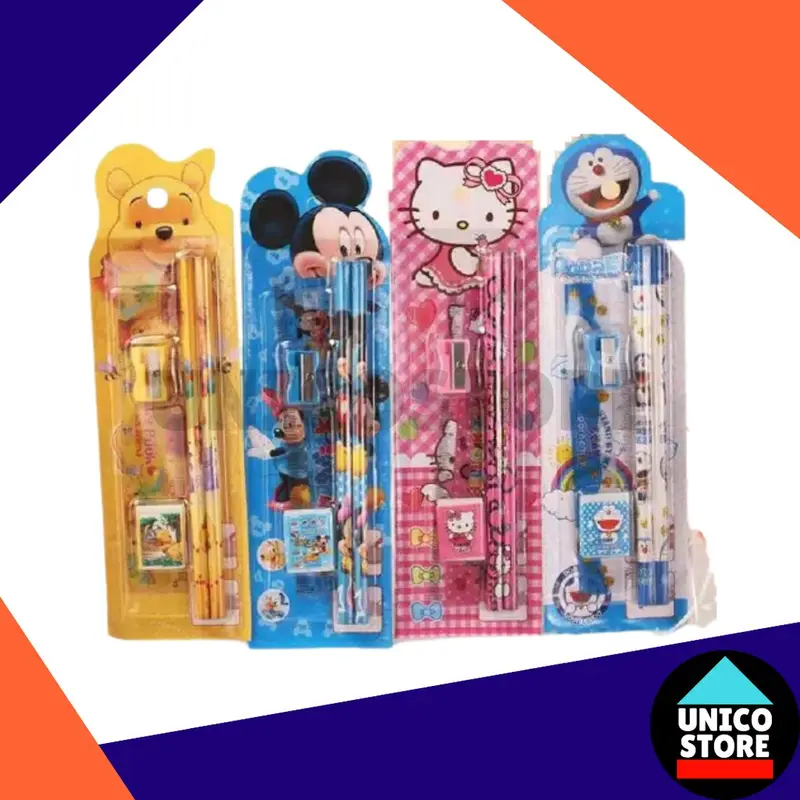 SET ALAT TULIS SEKOLAH 5 in 1 KARAKTER LUCU / MINI STATIONERY 0