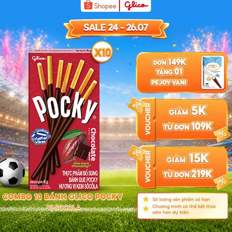 Combo 10 hộp Bánh que Glico Pocky vị Socola 40gr