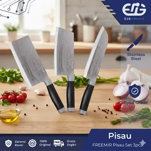 Freemir Pisau Daging set 3 pcs Stainless Steel Premium Anti Karat Kuat dan Tahan Lama