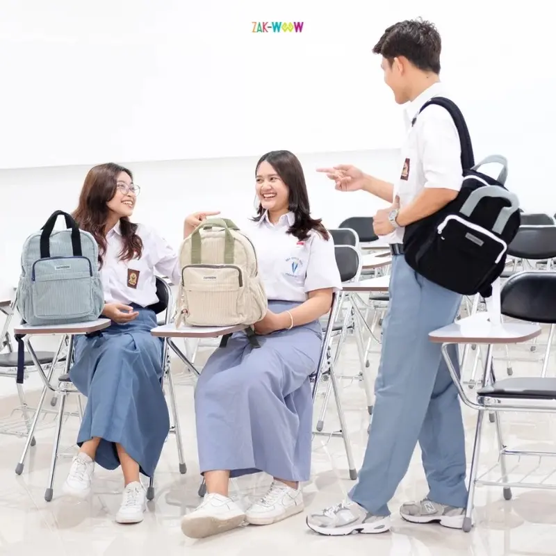 Zakwoowstyle Cava Backpack Medium | Ransel Medium Sekolah | Ransel Kuliah FREE KEYCHAIN (bundling TULIS NOTES WARNA RAINCOVER) Corduroy 1