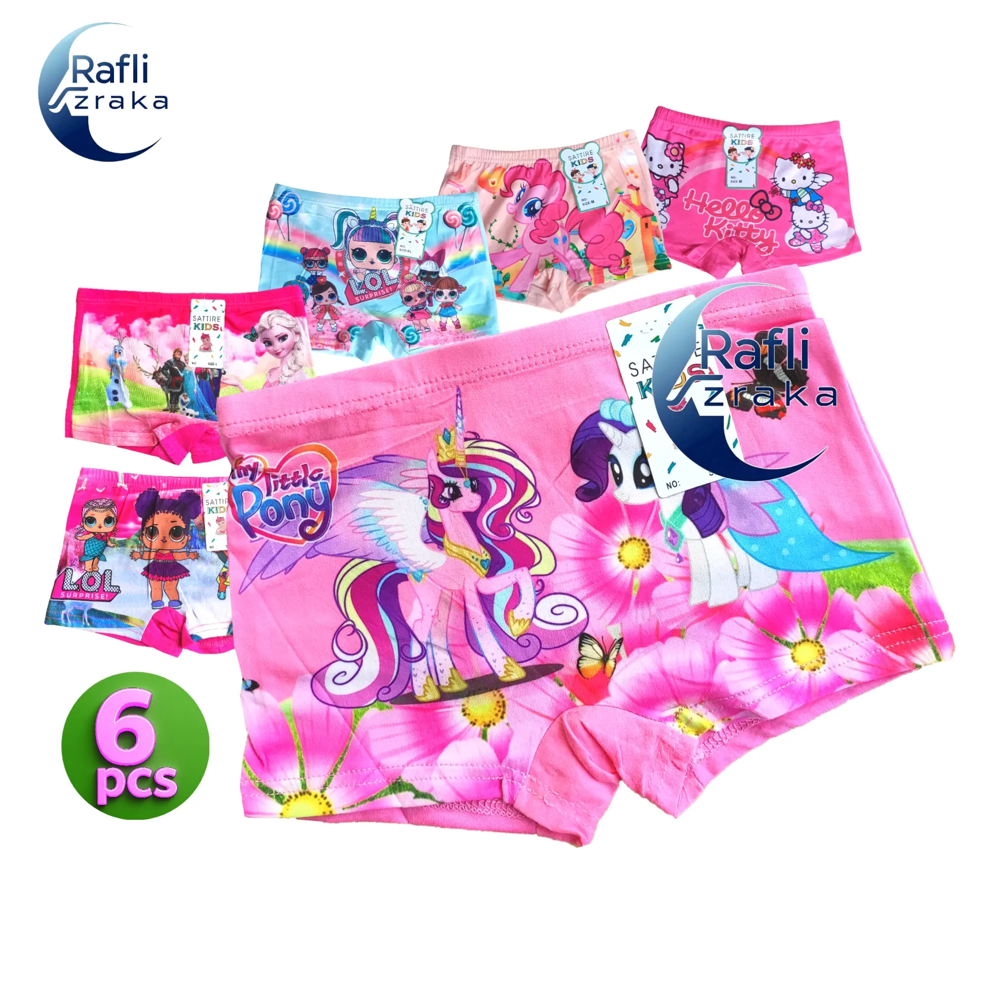 6pcs Celana Dalam Anak Perempuan Motif Gambar Lucu Bahan Katun Spandeks Nyaman Elastis Fashion Cewek Usia 3-9 Tahun