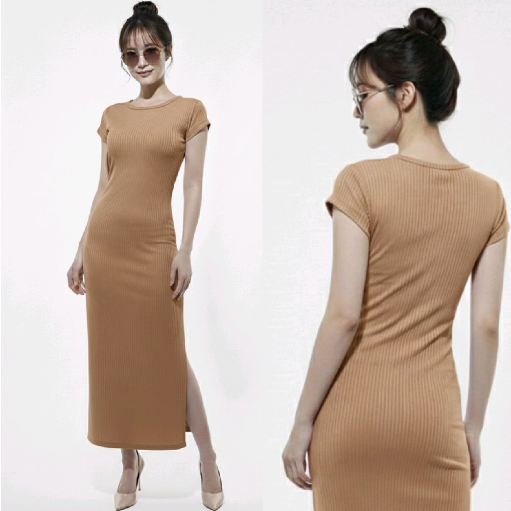Dress Casual Wanita Slim Fit Pressbody Lengan Pendek Belah Samping Lime Dress Casual Wanita Slim Fit Pressbody Lengan Pendek Belah Samping Lime