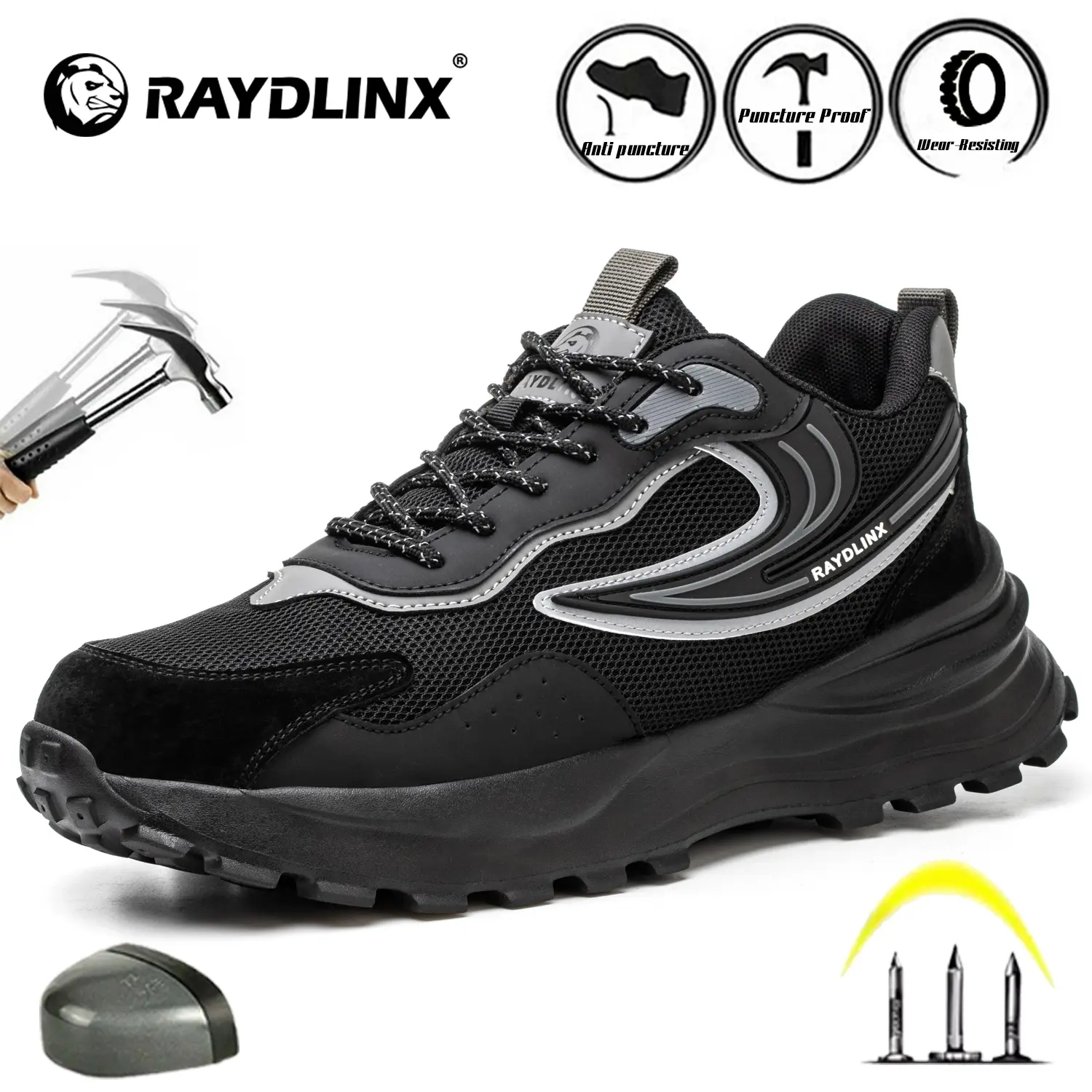 Steel Toe Shoes for Men Women Comfortable Safety Shoes Lightweight Breathable Working Sneakers Indestructible Construction Work Shoes Boy Footwear