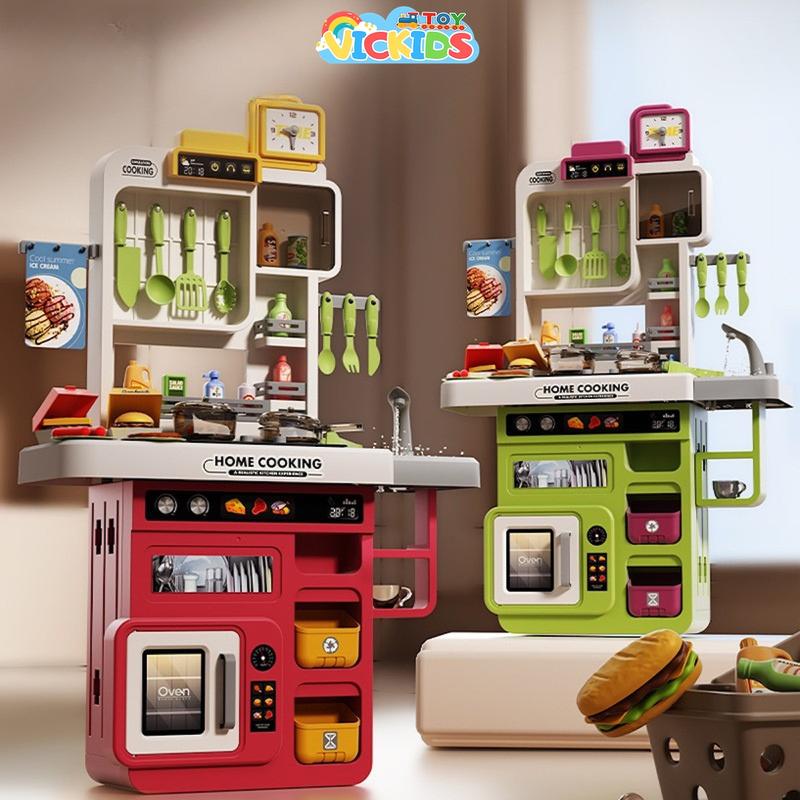 Đồ Chơi Nhà Bếp Cỡ Lớn Cao 72cm Cho Bé Tập Nấu Ăn Hiệu Ứng Âm Thanh Ánh Sáng Nấu Bếp Có Hơi Nước Tạo Khói Tặng Tranh Đính Đá Cho Bếp To Toy 