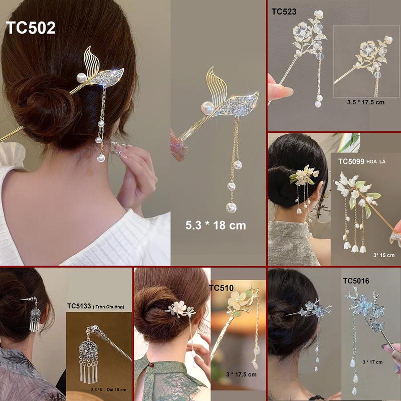 GOTI - Phụ Kiện Tóc Nữ - Trâm Cài Tóc Phong Cách Hán Phục Cổ Trang Kiểu Trâm Hình Bướm Hoa Đính Hạt TC524