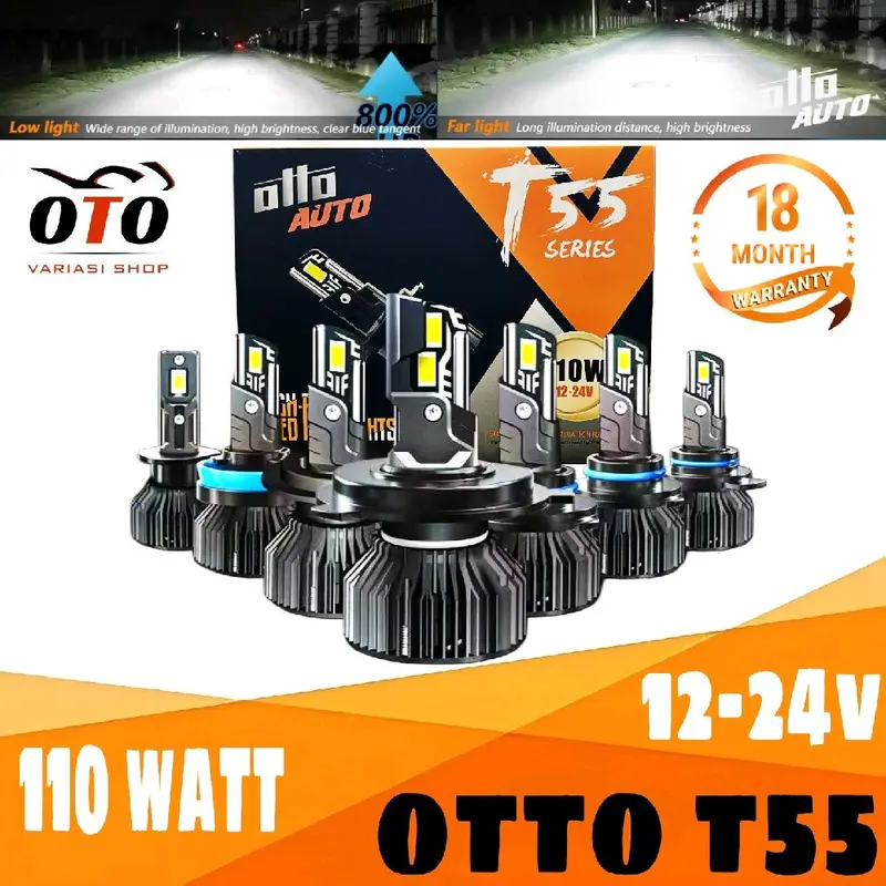 LAMPU LED MOBIL OTTO T55 H4 H1 H3 H7 H11 HB3 HB4 HIR2 55 WATT LAMPU UTAMA LAMPU FOGLAMP 0