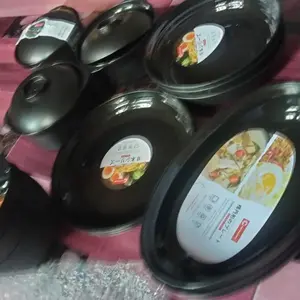 Set paket Ramen jepang hitam piring makan gelas dan mangkuk Kitchenware Plastik pp 5 Food Grade