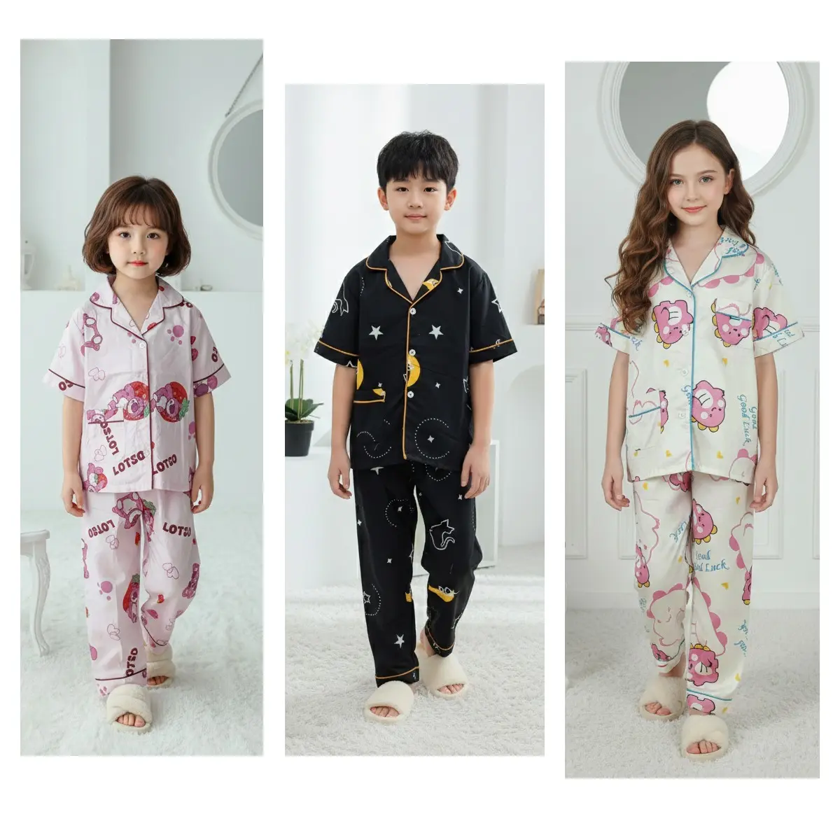 BAJU TIDUR / PIYAMA ANAK ANAK MOTIF TERBARU, LENGAN PENDEK & CELANA PANJANG, MULAI DARI UMUR 5 - 12 TAHUN