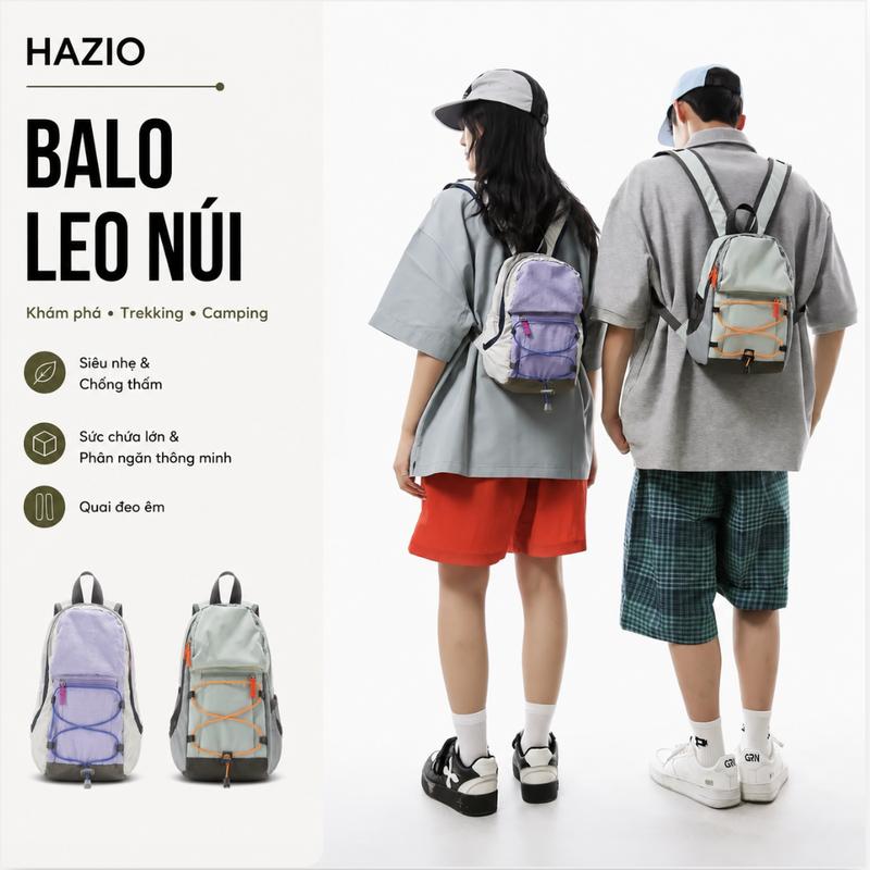 Balo Du Lịch HAZIO B46 Mini Nhẹ Gọn Túi Leo Núi Cắm Trại Đi Học Thời Trang