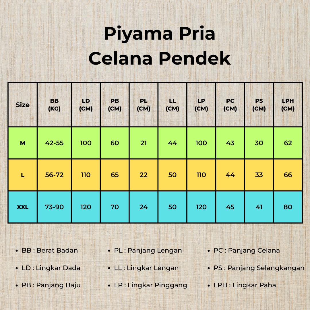 Piyama Baju Tidur Pria Celana Pendek Katun Size M L XXL Piyama Baju Tidur Pria Celana Pendek Katun Size M L XXL