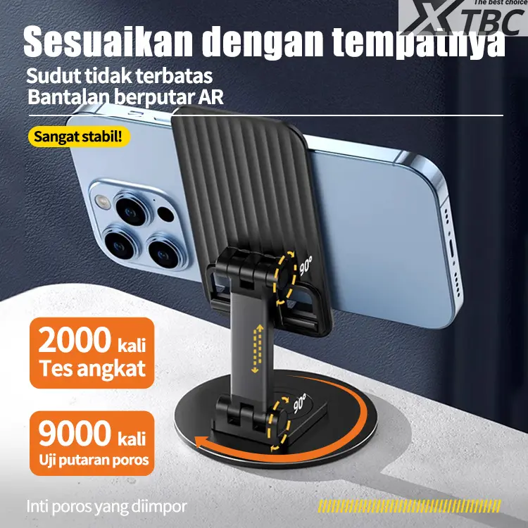 XTBC Dudukan Ponsel Berputar 360° Dudukan Ponsel Tablet Ipad Multifungsi, Dudukan Universal Lipat Portabel, Dudukan Penyangga Aksesoris Handphone Holder Meja Smartphone Telepon Hape 1