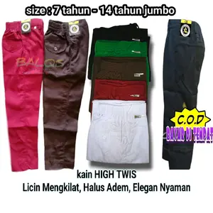 ameL Celana Panjang SD HIGH TWIS Licin Kilat | Merah Hitam Putih Hijau Pramuka | Seragam Sekolah LK Fashion
