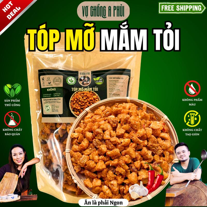 Tóp Mỡ Mắm Tỏi Nhà Làm 100gr 200gr 500gr - Món Ngon Đậm Đà Cho Bữa Ăn Thêm Vị - Vợ Chồng A Phủi - Không Phẩm Mau Không Chất Bảo Quản khô heo vặt anvat