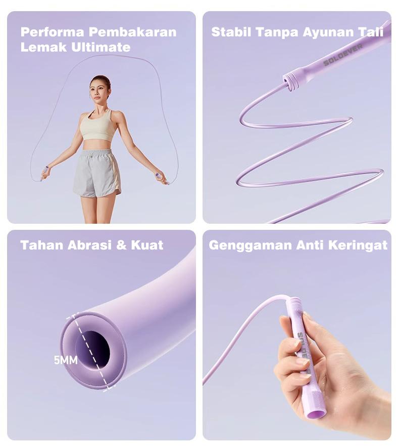 SOLOEVER Speed Tali Skipping Jump Rope Skipping – Alat Olahraga Rumahan & Outdoor Portable untuk Bakar Kalori, Fitness Harian, Latihan Cepat & Efektif