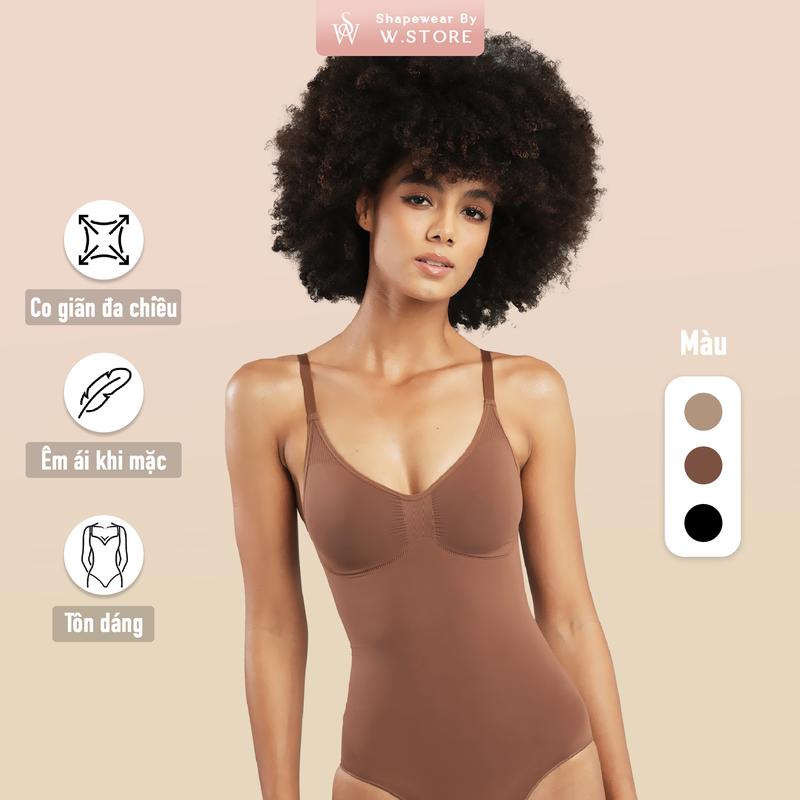  NAOMI W.Store Bodysuit Shapewear WSTORE Mặc Lót Trong Quần Áo - Co Giãn Đa Chiều & Ôm Sát Cơ Thể - Màu Nâu Tây - Size XS 4XL - KHÔNG KÈM QUẦN CHÂN VÁY 