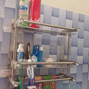 Rak Kamar Mandi Rak dinding kamar mandi Stainless Steel minimalis 1/2/3 TingkatRak Handuk Gantungan Dinding Stainless Steel Rak Dinding & Stabil Bisa Menyimpan Sabun Sampo Sikat Gigi