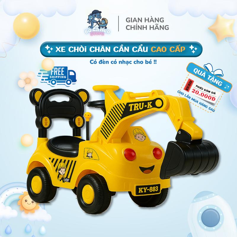   MẪU MỚI  XE CHÒI CẦN CẨU CHO BÉ CÓ NHẠC CÓ ĐÈN - XE CHÒI MÁY XÚC 