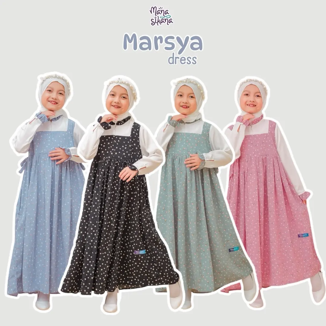 MANASIKANA Marsya Dress Gamis Anak Perempuan Motif  Bunga 2-12