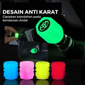 Tutup Pentil Logo Ban Hijau Glow Malam Mobil Motor Glow In The Dark Luminous Cap Pentil Ban Sepeda Outdoor