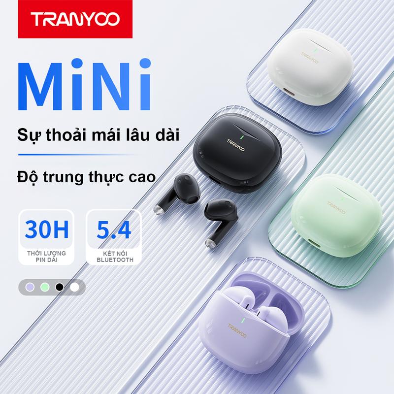 TRANYOO Tai Nghe Bluetooth M30 Thế Hệ Mới Chống Ồn Kháng Nước Kết Hợp Mic Đeo Thoải Mái Cả Ngày Công Nghệ Tia Cực Tím Chống Trầy Xước Và Tuổi Thọ Pin Siêu Dài Nhét Tai Nhét Tai Nghe Nhạc Earphone