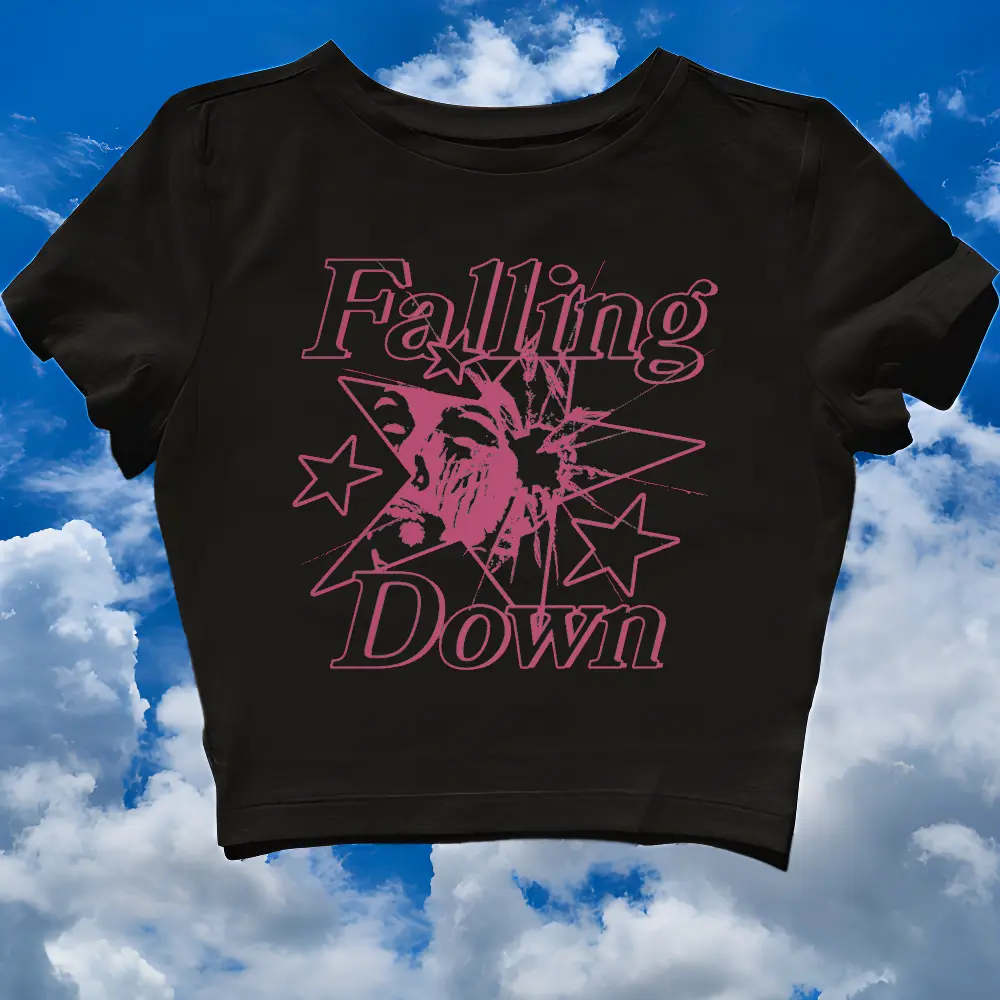 Crop Top FALLING DOWN | Crop Tee Style Vintage y2k | Tank top HITAM Oversize Bootleg | Press Body | KAOS BAJU SLIM FIT CEWE PEREMPUAN PENDEK 24S