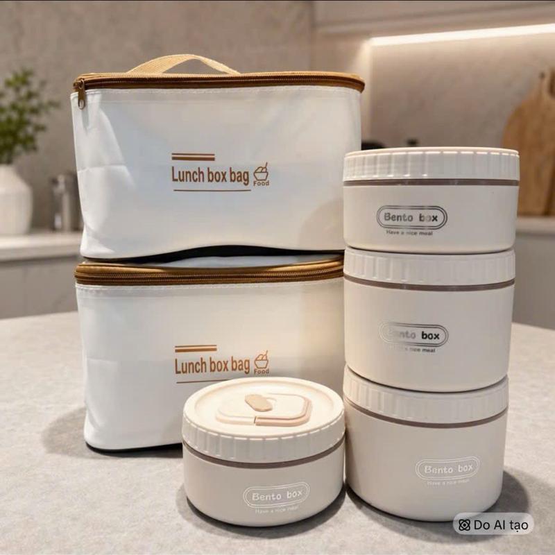 Combo 1 Tui 4 hộp Túi Đựng Bữa Trưa & Bộ Hộp Bento Box Chất Lượng Cao Cho Người Yêu Thích Ăn Uống Ngoài Trời