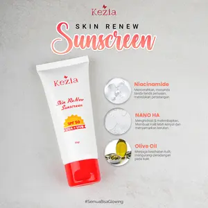 Kezia Beauty Skin Renew sunscreen SPF50 30gr - Melindungi Kulit dari Paparan Sinar Matahari & Mencerahkan Kulit Facial Pencerah sunscreen Wajah Kusam Berminyak Berjerawat Niacinamide Perawatan